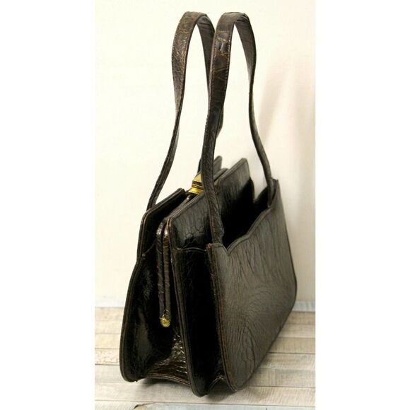 Nordstrom Best BROWN GENUINE LEATHER FRAME POCKETBOOK BAG HANDBAG SMALL PURSE - Picture 4 of 12